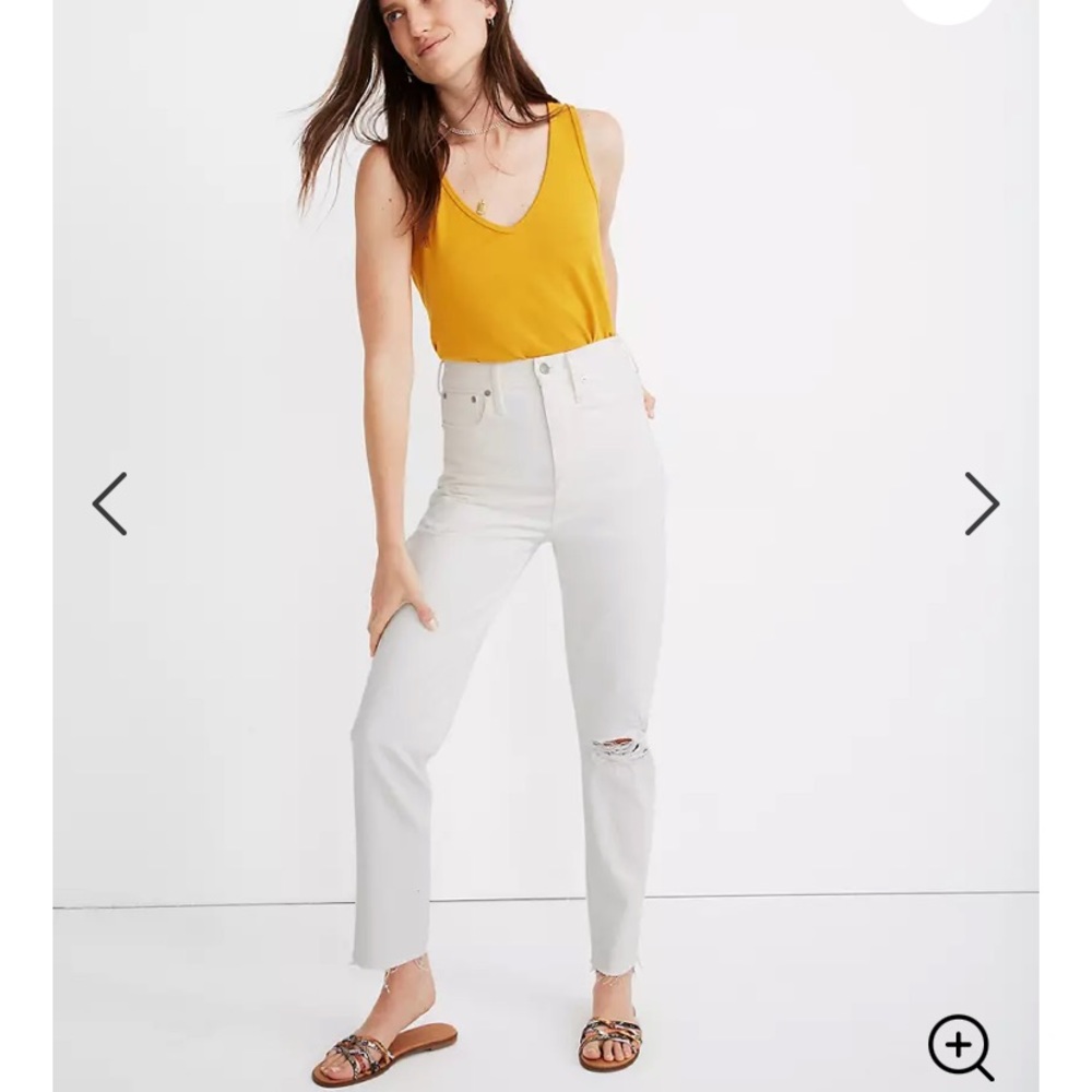 NWT Madewell Ripped White Mom Jean 24 Never Worn